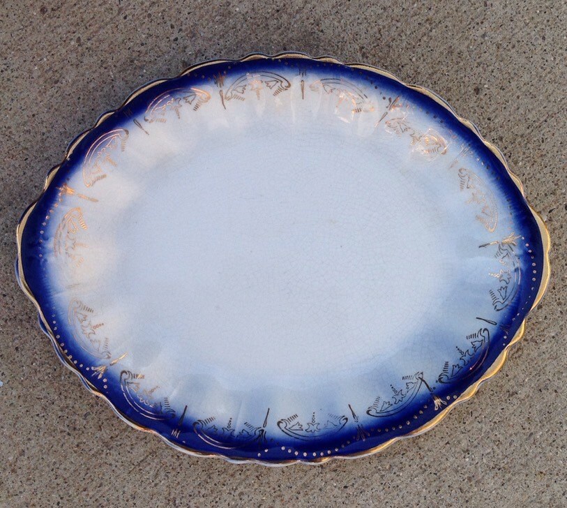 Old Antique Limoges China Flow Blue 10 3/4″ Platter L0415 Haute Juice