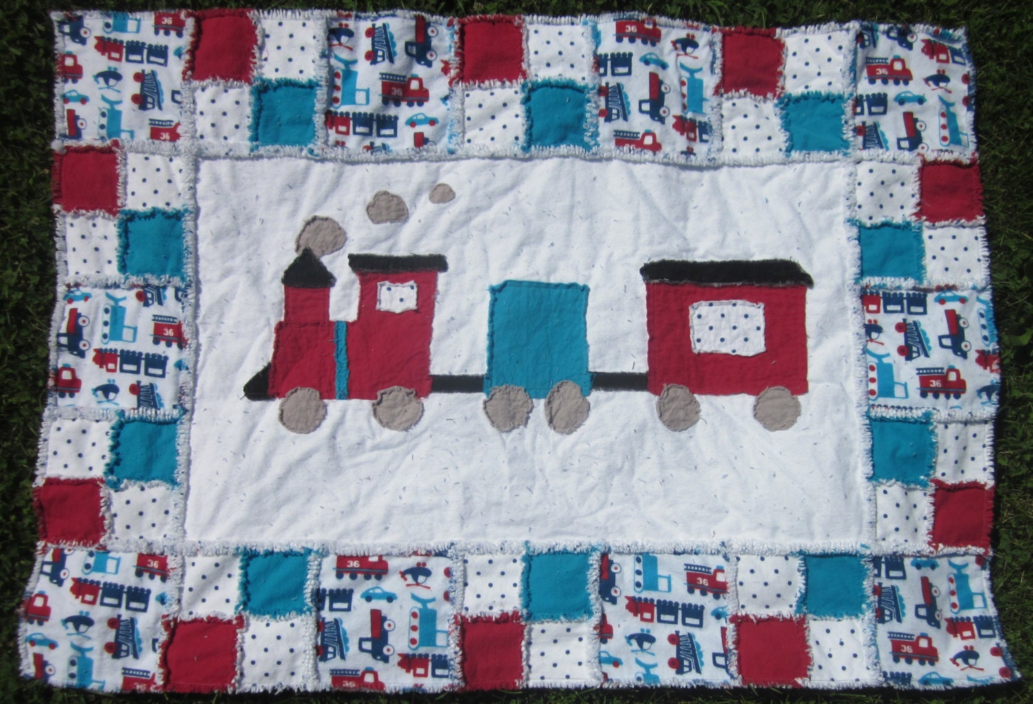 Train Quilt Baby Train Blanket Unique Modern Choo Choo