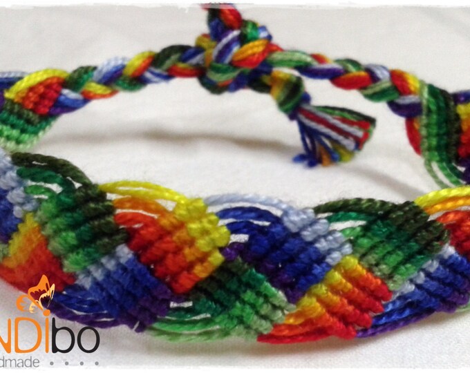 Friendship Bracelet, Macrame, Woven Bracelet, Wristband, Knotted Bracelet - Rainbow Braided Leaves