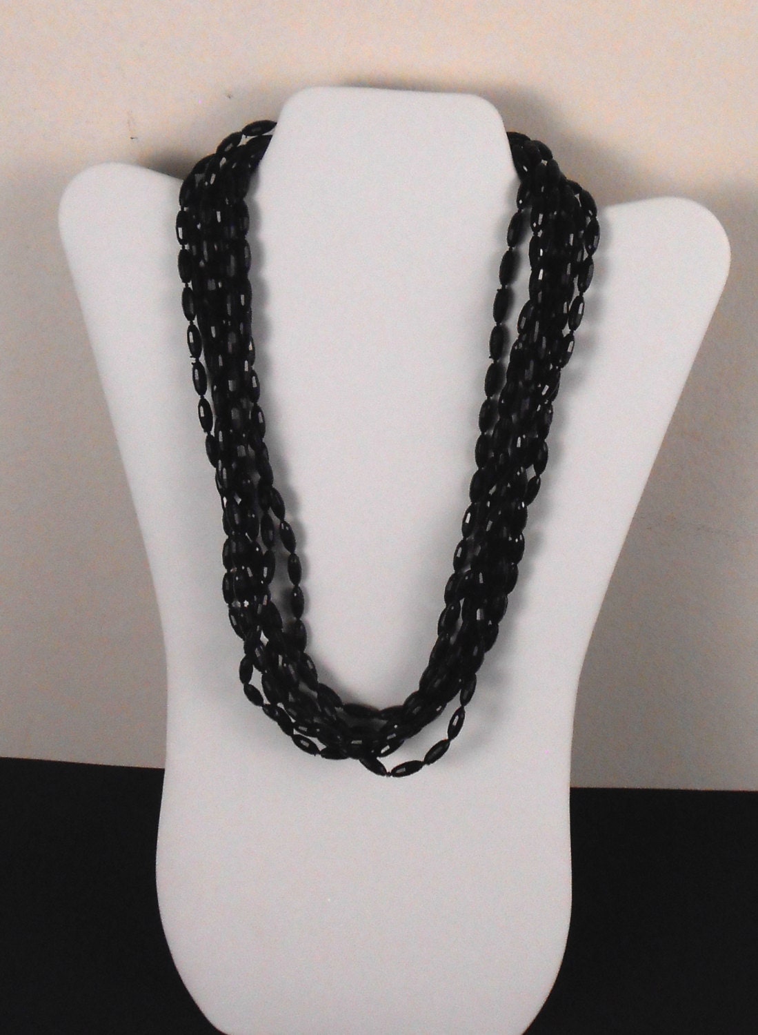 Black Rope Necklace Black Beaded Women's Necklace