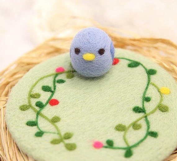 Little Bird Coaster DIY Needle Felting Kit by APHandcrafts on Etsy