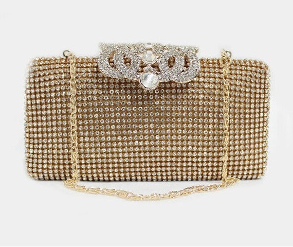 gold rhinestone clutch purse