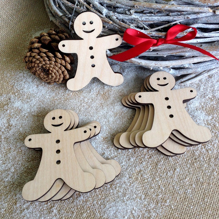 Wooden GINGERBREAD MEN Christmas OrnamentDecoration by Artcuts