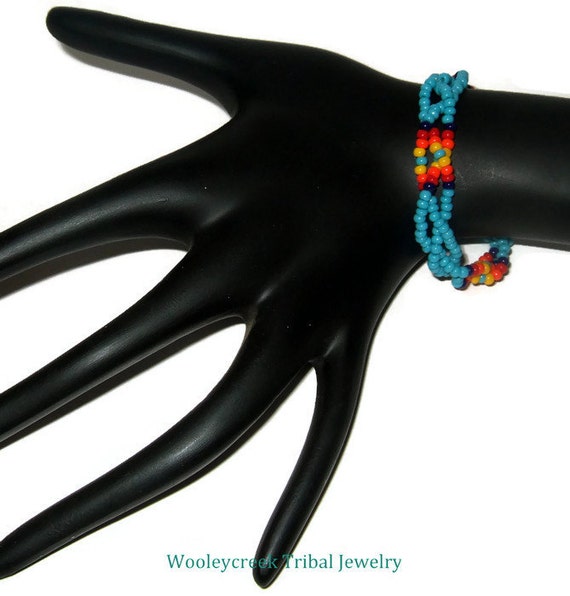 Items similar to Beaded Friendship Bracelet Tribal Braided Style With