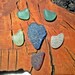 HEART BREAKERS Real Sea Glass Hearts ~ 6 pc including Gray, Blue, Teal ~ from the tropical Peruvian coast HU-0090