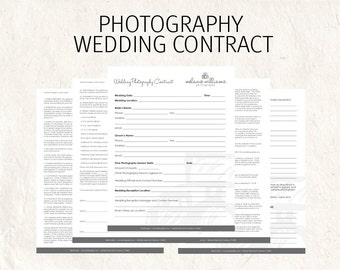 Wedding photography contract - wedding contract - photography business forms editable templates - 5 psd files supplied