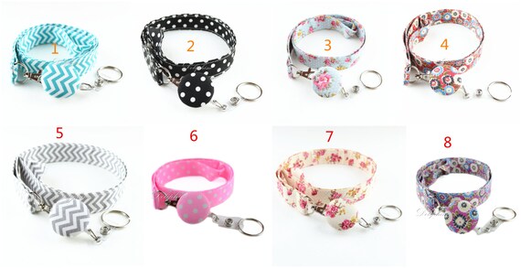 Classic Pattern Double Layers Fabric Lanyard and Retractable ID Badge Reel Holder Keychain