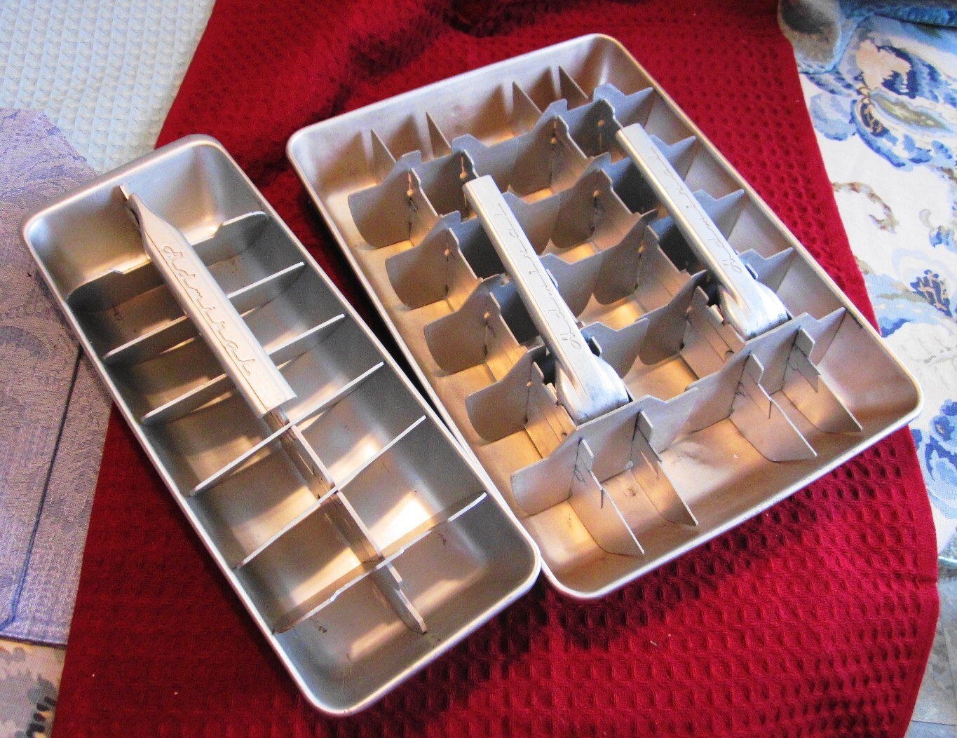 Vintage Retro Aluminum Ice Cube Freezer Trays 19501960s