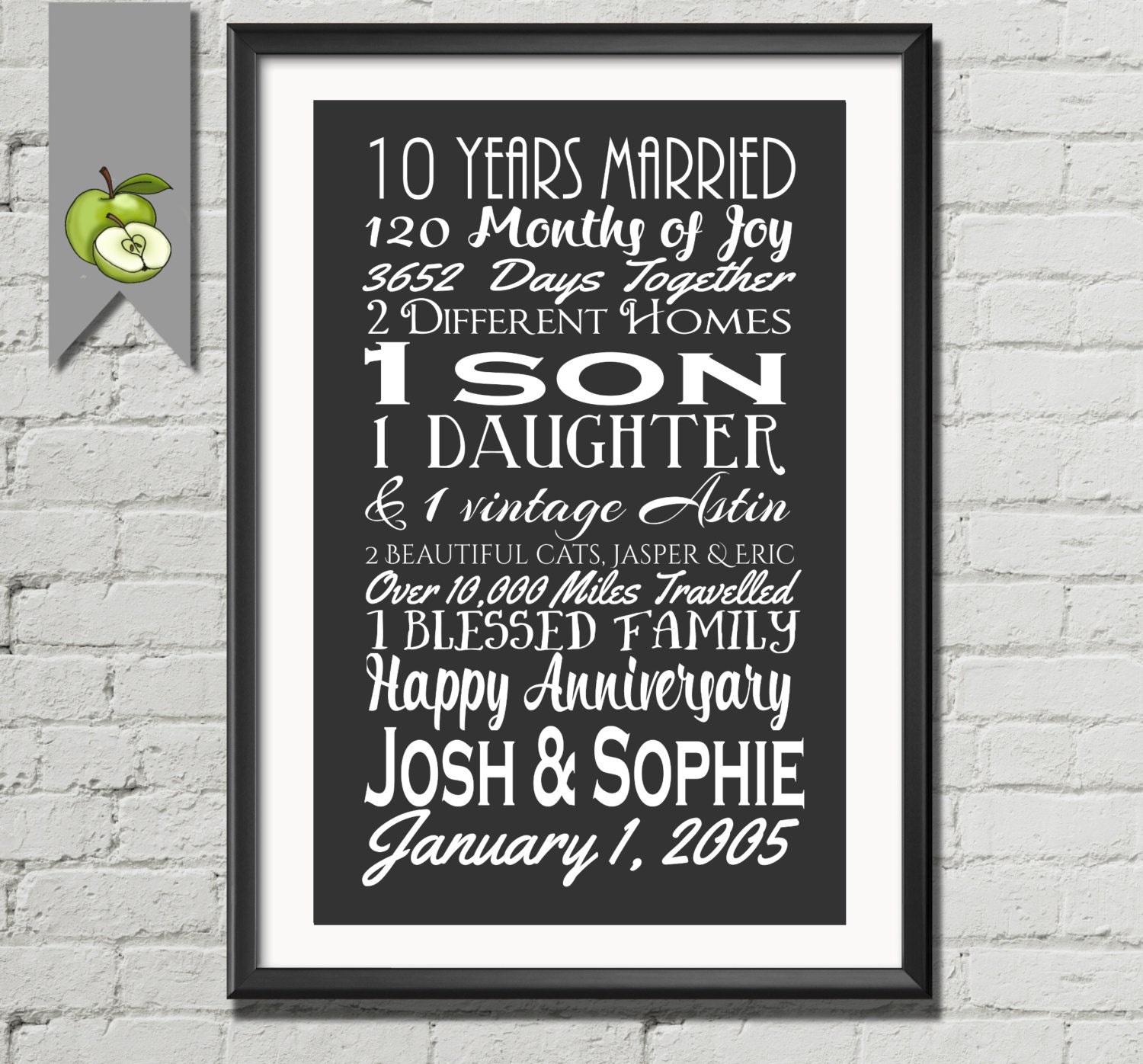 10th anniversary gift tenth anniversary gift wife husband