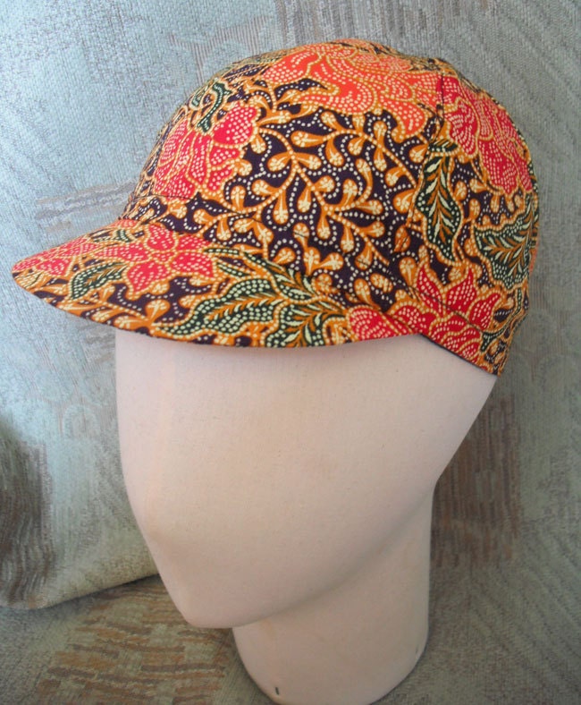 Floral Batik Cycling Cap by PedalInStyle on Etsy