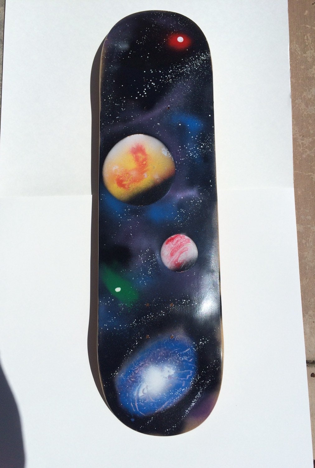 Original spray paint art .Space skateboard by Spraypaintart94