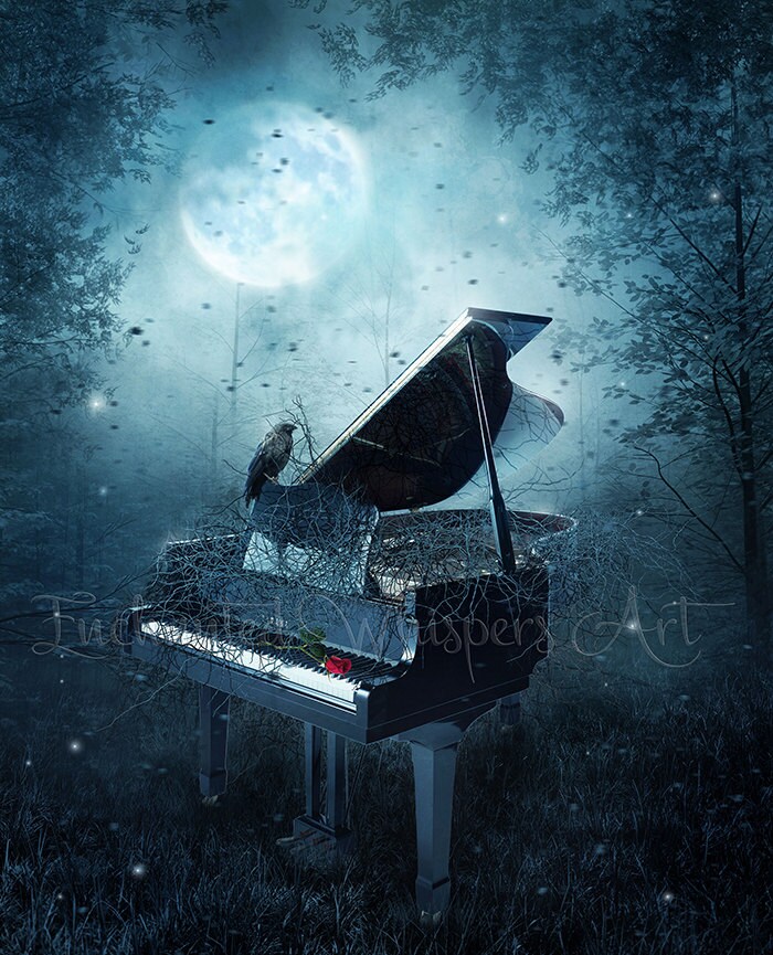 Gothic Piano Artwork Black Piano Print Dark Gothic Piano