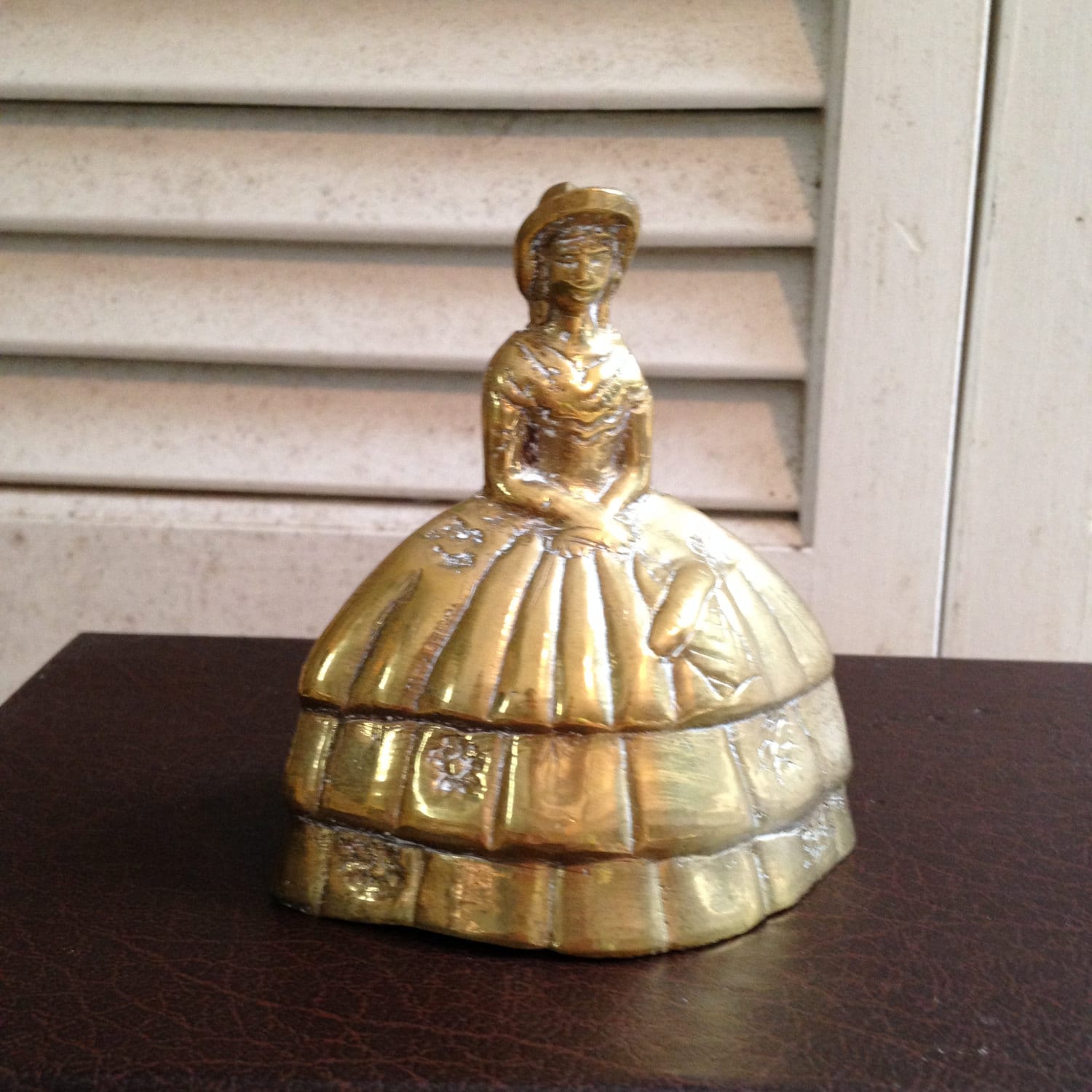 Antique Brass Bell Southern Belle Lady Crinoline Dress