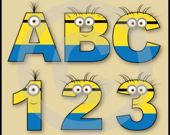 Minions Alphabet letters & Numbers Clip Art Graphics