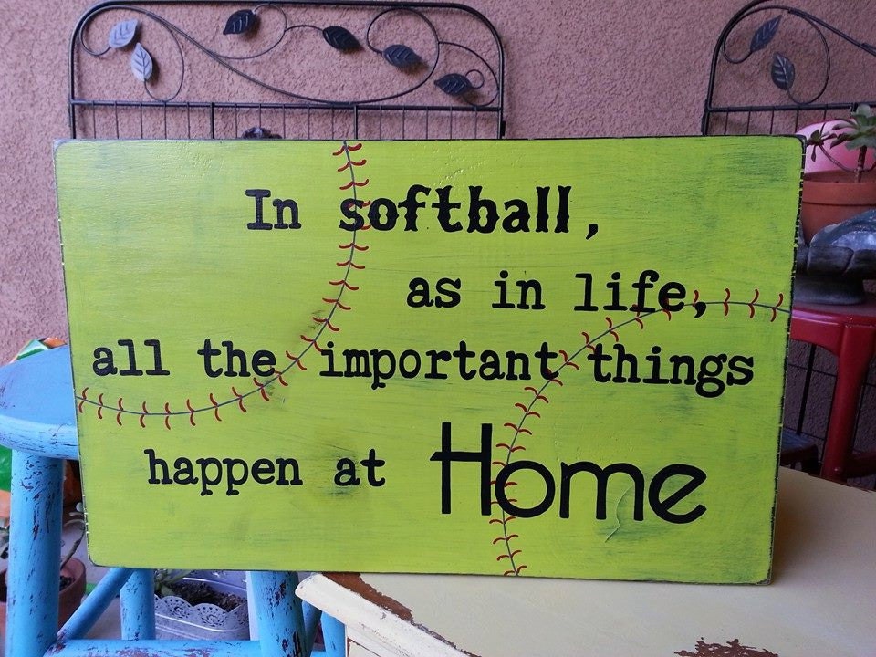 Hand Painted Softball Sign. Home Plate Wall Decor. Sports Fan