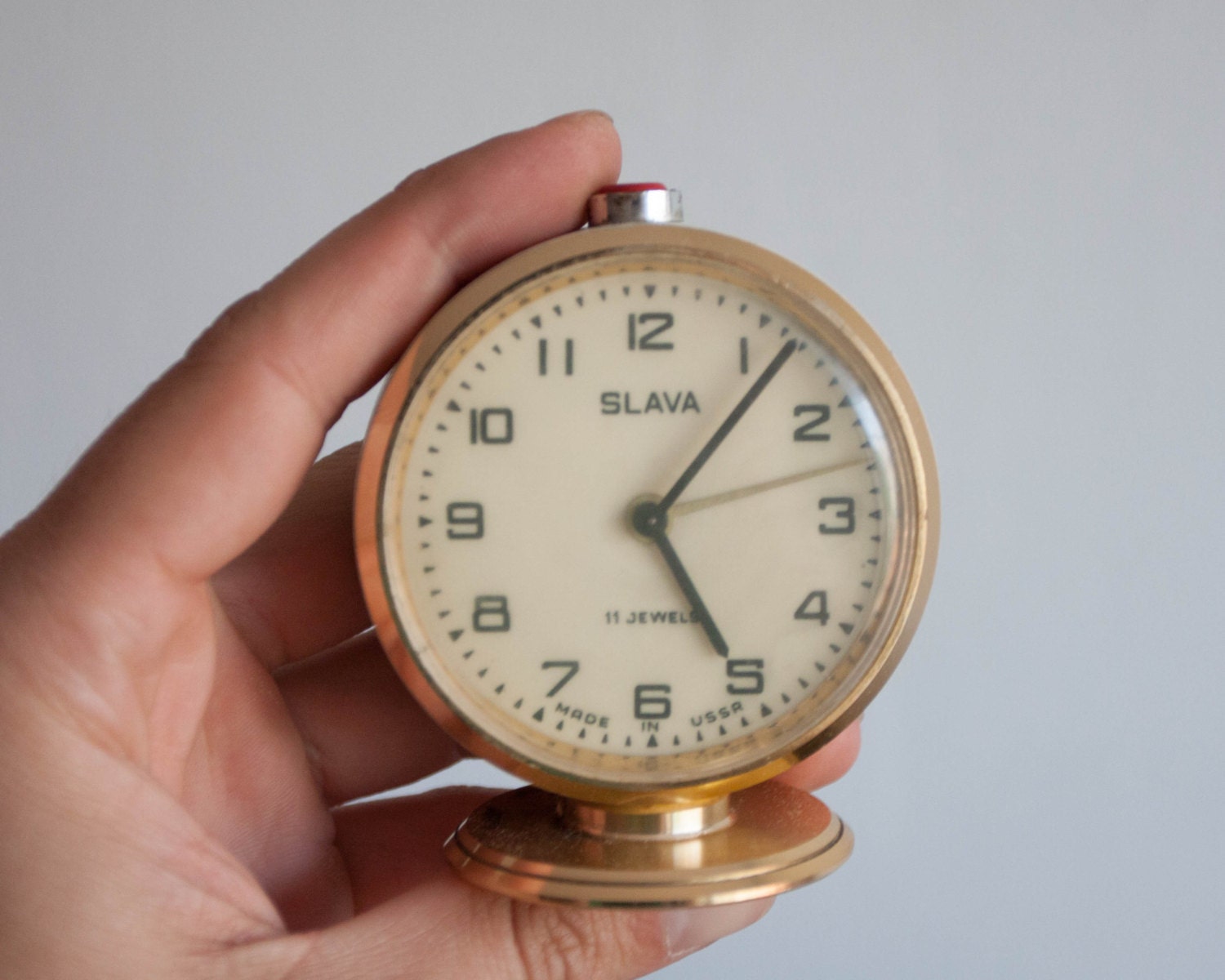 Soviet Alarm Clock, Vintage Cream White Slava Clock, Russian Desk Clock