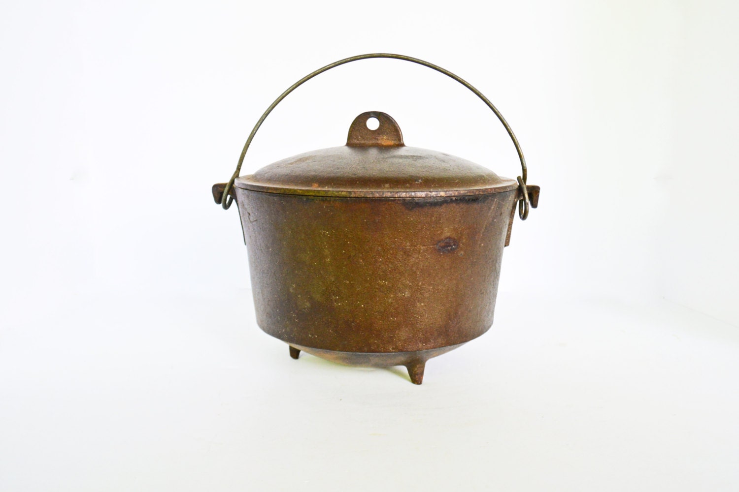 Antique Cast Iron Cauldron Vintage Baled Handled By Vintassentials