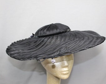 SALE (was 145.00 now 125.00) 1940s Black Wide Brim Hat