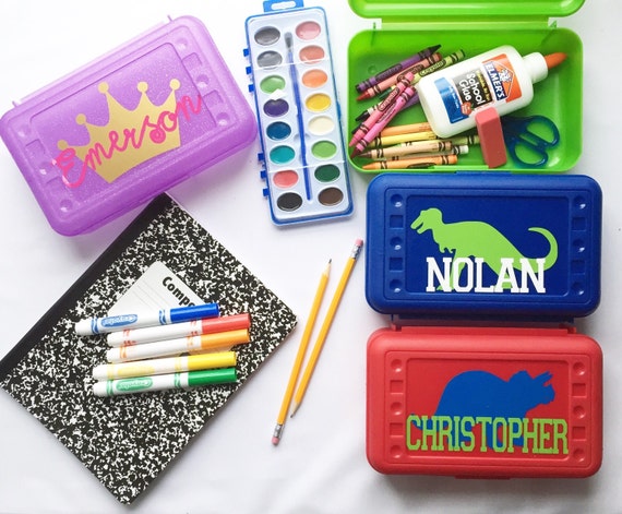 Items similar to Personalized Pencil Box Crayon Box Back to school ...