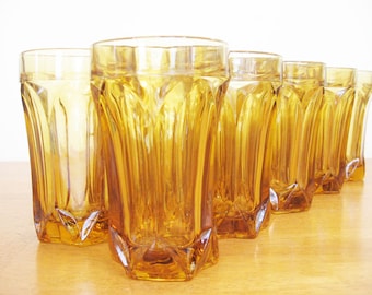 Tumblers, Set of 8 Amber Gold 8 oz. water glasses, iced tea glasses