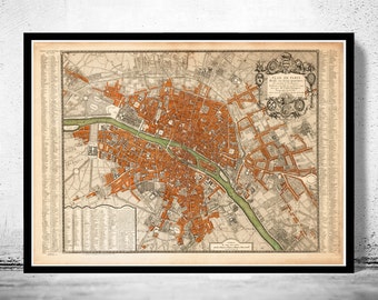 Old Map of Paris 1744 France Vintage Paris Plan
