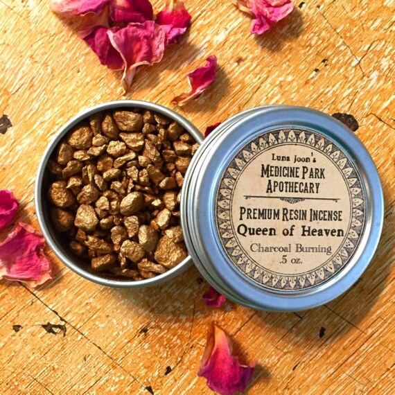 Queen of Heaven resin incense .5 oz in a screw top metal