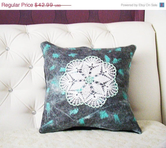 ON SALE Decorative Throw Felted Pillow Cover 18 x 18 Couch Pillow 