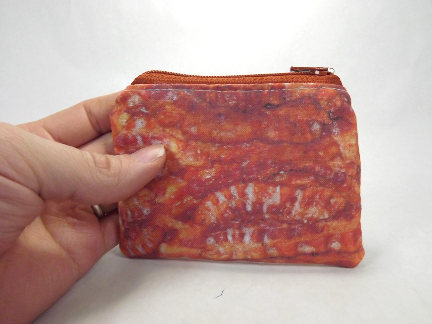 Bacon bag coin purse zipper pouch bacon pouch bacon by TheWoolFish