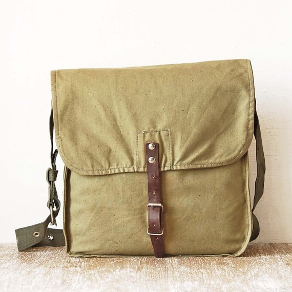 Military Green Canvas Bag Cross Body Bag Messenger by singulars