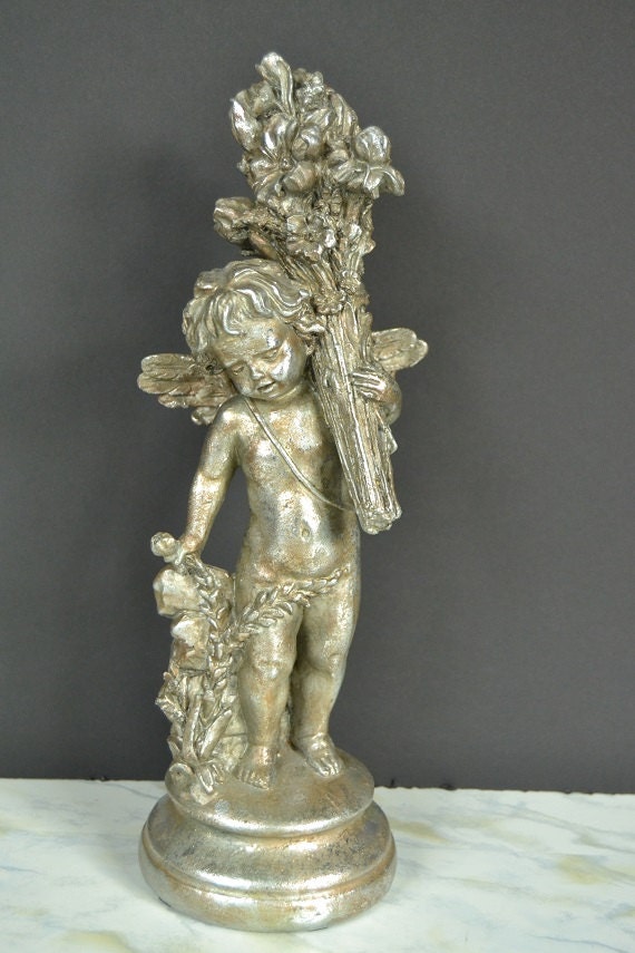 Cherub Silver Toned Angel Figurine