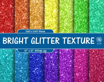 Bright Glitter Digital Paper - glitter backgrounds in 14 rainbow colors - digital glitter paper - Commercial Use - Instant Download