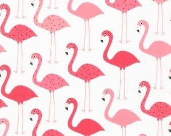 Flamingo Fabric - Urban Zoologie by Ann Kelle - Robert Kaufman. Hot and Light Pink Flamingos. 100% cotton. AAK-14719-111
