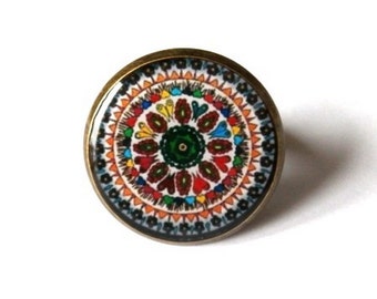 MANDALA RING - Adjustable ring - Mandala jewelry - Ornament ring - Antique brass ring - Statement ring - Gypsy Ring - Bohemian- Gift for her