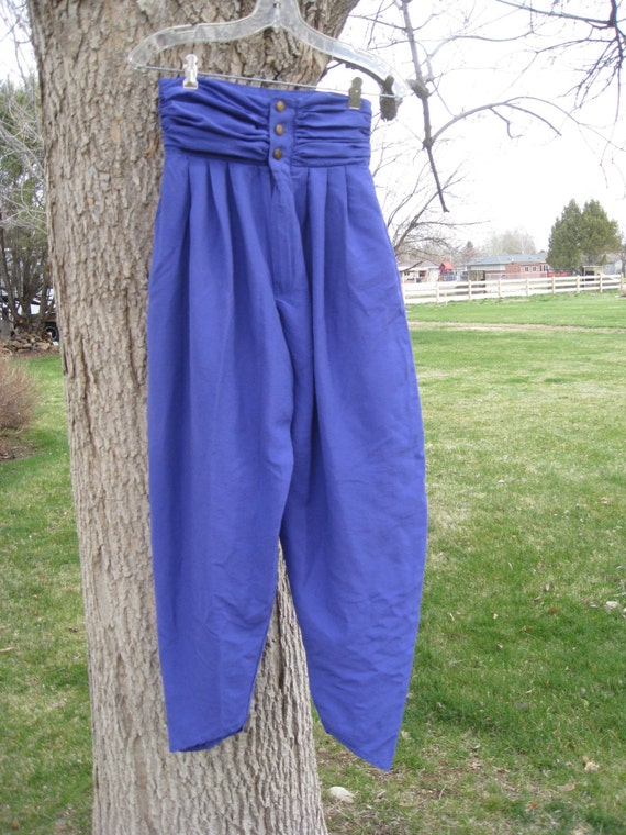 1980s Women's Purple Parachute/ Harem Pants/ High Waisted