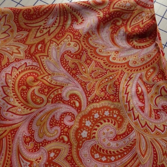 Pink and Orange Paisley Quilting Fabric Quilts