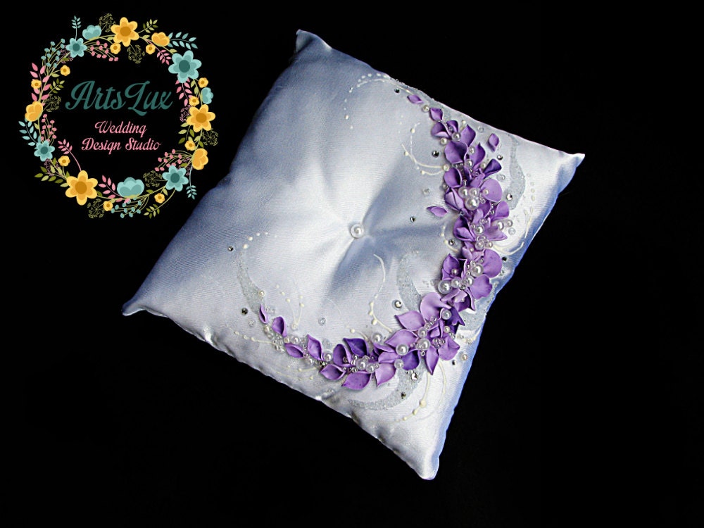 Wedding pillow for rings with beautiful flowers made by