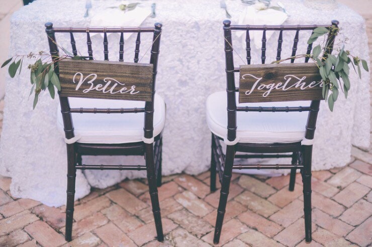 Wood Bride & Groom Better Together Wedding Chair