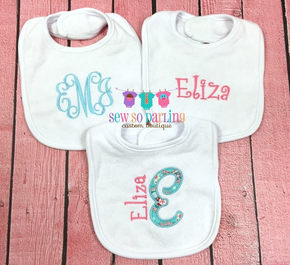 Personalized Girl Bib Set Girl Baby Bibs monogrammed bibs