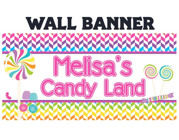 Candy Land Personalized Banner Birthday Party Banner Large