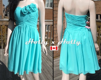 Turquoise bridesmaid dress, Aqua bridesmaid dress - Chiffon short dress