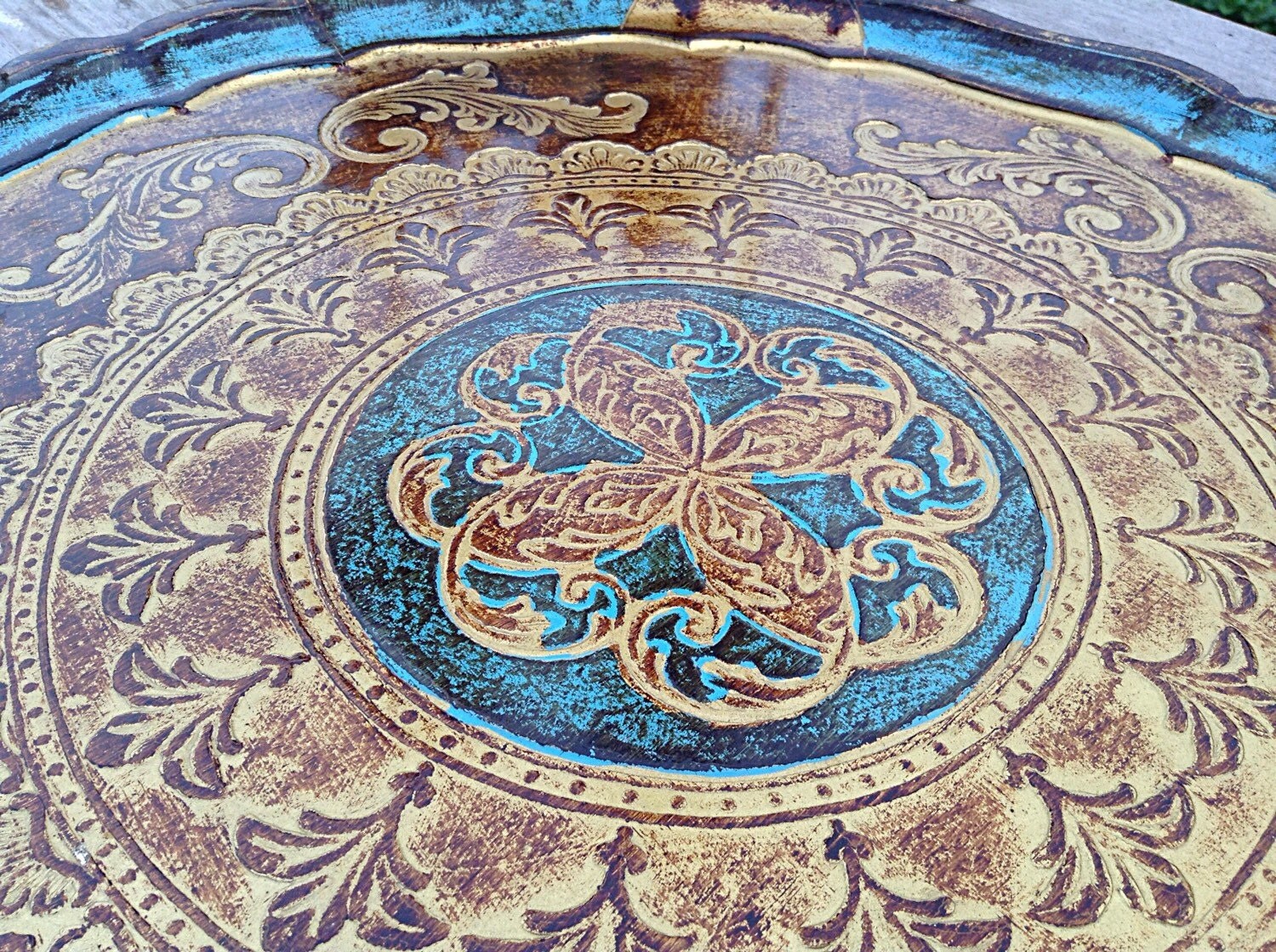 Blue Accent Gilt Carved Wooden Vintage Italian Florentine Tray – Haute ...