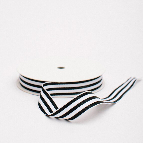 Thin Black & White Striped Ribbon