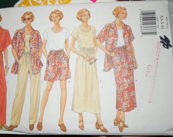 Butterick 4507, XS,X, M, Petite, UNCUT sewing pattern, misses, womens, skirt, shirt, top, shorts, craft supplies