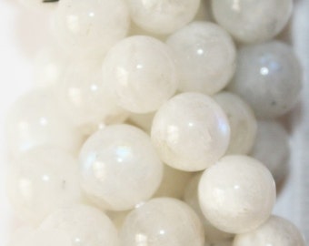 Genuine Moonstone Beads - Round 8 mm Gemstone Beads - Full Strand 15 1/2", 48 beads, AB+-Quality