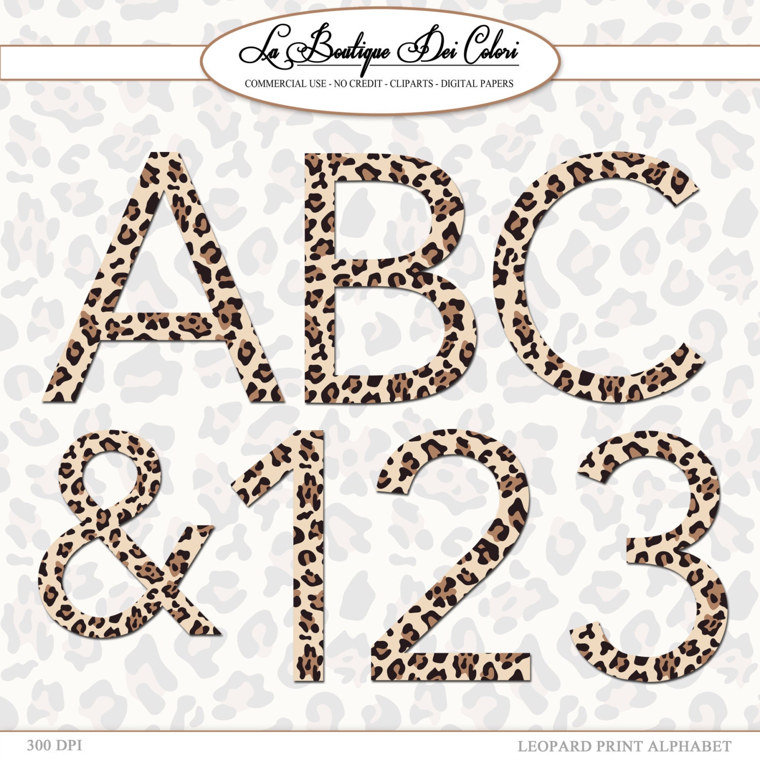 Clip Art Alphabet leopard print alpha by LaBoutiqueDeiColori