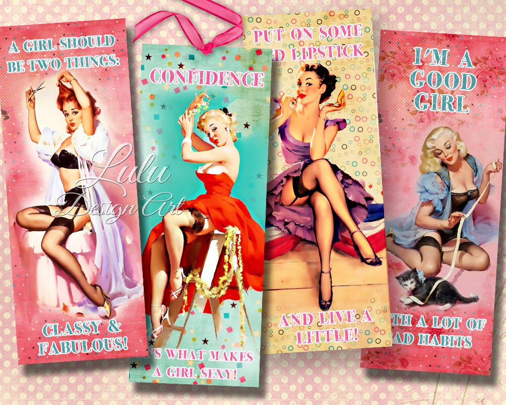 Download Digital Bookmarks : Pinup Bookmarks printable