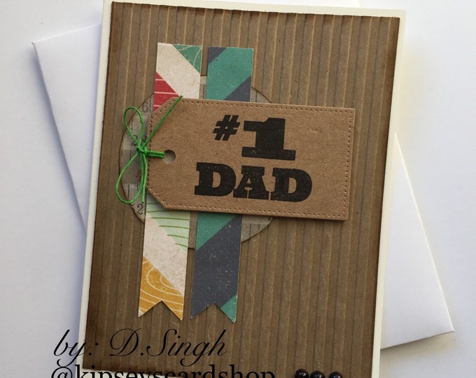 Number One Dad. Masculine Card Handmade Card for Dad No. Happy Fathers Day Dad