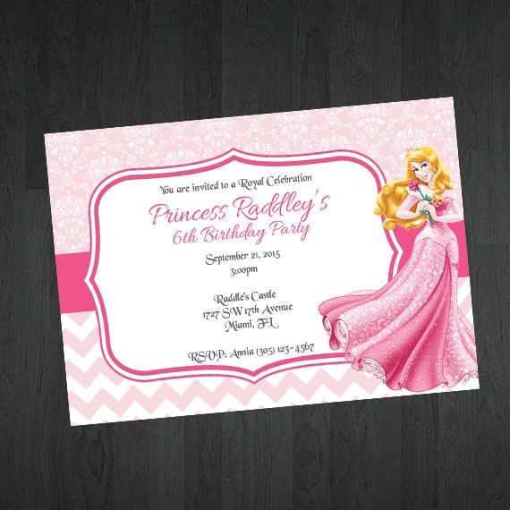 Aurora Birthday Invitation Disney Princess By Memorableimprints