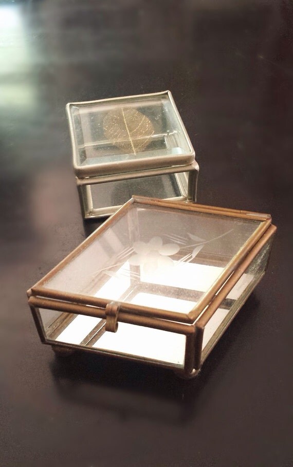 Vintage Small Glass Boxes FREE SHIPPING