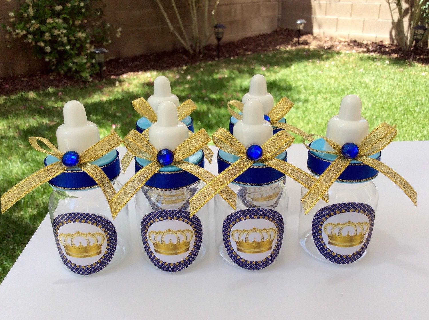 royal blue and gold baby shower decorations